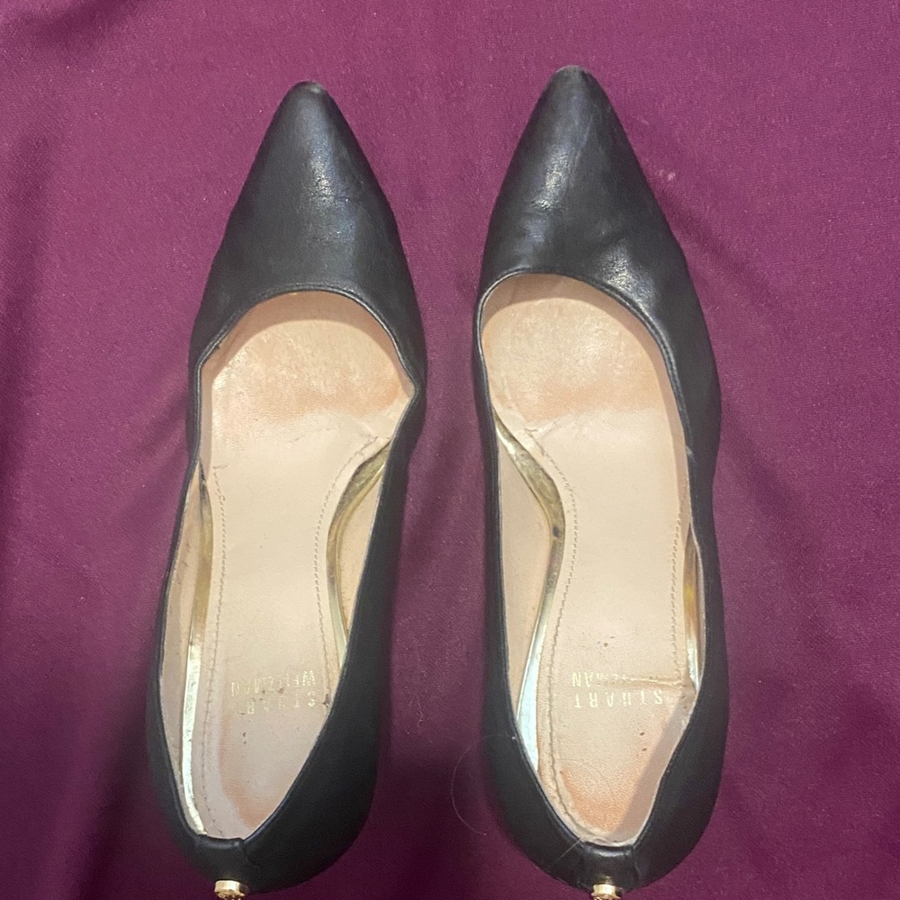 Stuart Weitzman Black Leather Women's Wedge Shoes